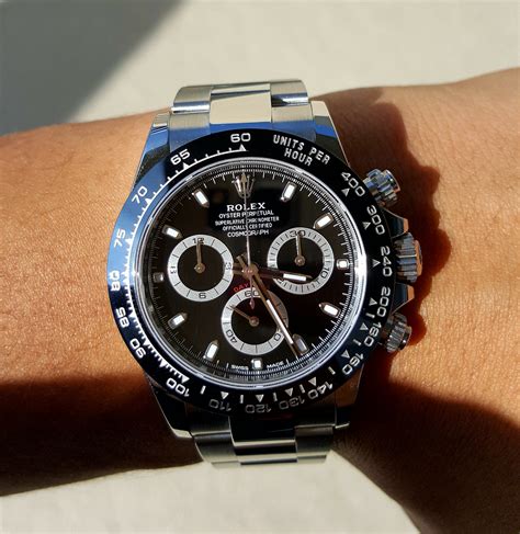 rolex daytona black wrist|rolex daytona price list.